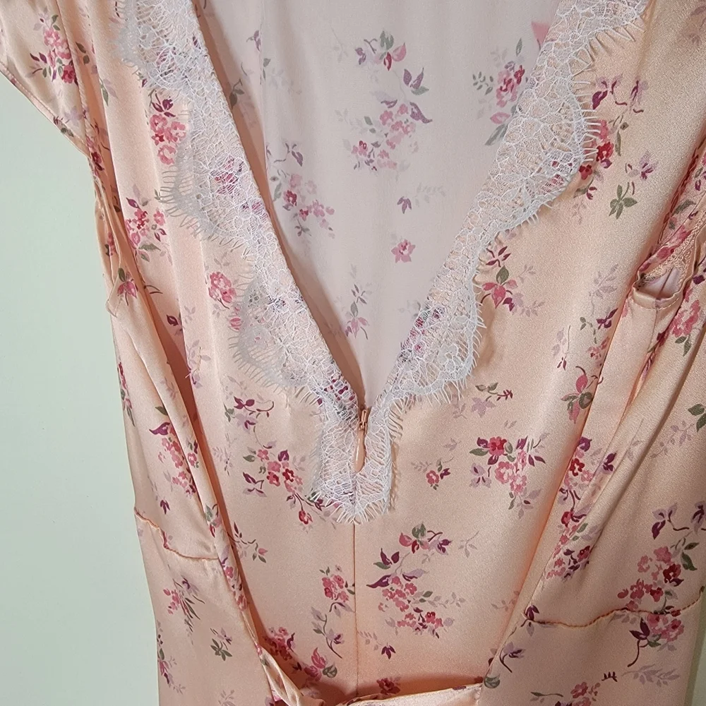 Reformation 100% Silk Lucas Maxi Dress  Floral Peach Size 8 - Picture 8 of 10